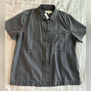 Madewell short sleeve button down top, size S